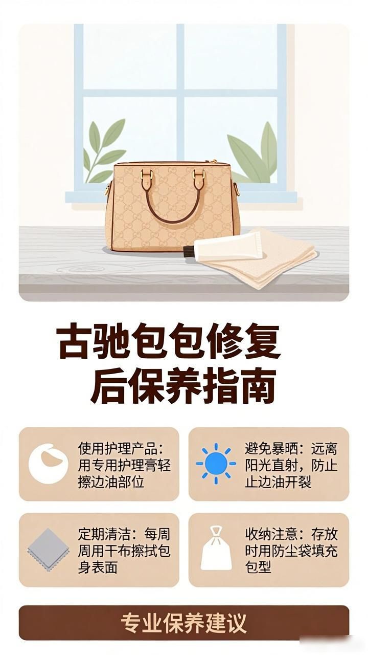GUCCI古驰包包边油修复翻新维修_边油开裂脱落处理技巧_Gucci包边油修复方法